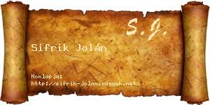 Sifrik Jolán névjegykártya