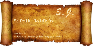 Sifrik Jolán névjegykártya