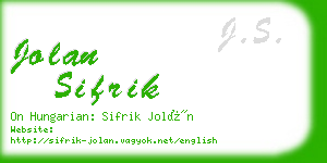 jolan sifrik business card